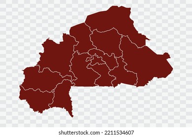 Burkina Faso Map burnt brown Color on White Background quality files Color (701205) png
