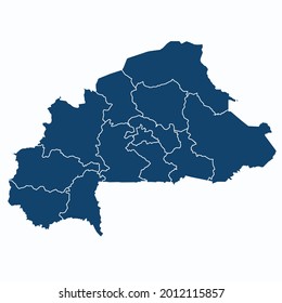 Mapa de Burkina Faso vector de color moderno. Mapa de silueta. sobre fondo blanco. 
