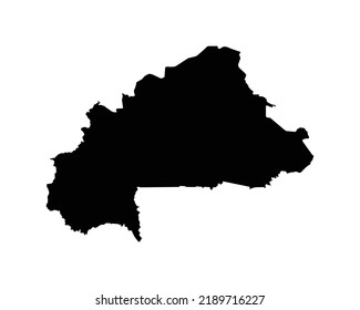 Burkina Faso Map. Burkinabè Country Map. Burkinabe Black and White National Outline Border Boundary Shape Geography Territory EPS Vector Illustration Clipart