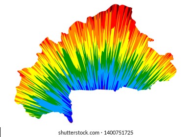 Burkina Faso - map is designed rainbow abstract colorful pattern, Burkina Faso map made of color explosion,