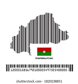 Burkina Faso map flag made bar code, vector illustration.