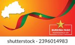 Burkina Faso map with flag ribbon vector poster for independence day 