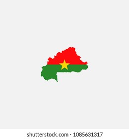 Burkina Faso Map and Flag of  Vector Illustration