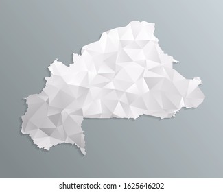 Burkina Faso map gray in polygonal style on dark background. isolated vector illustration eps 10.