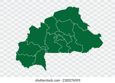 Burkina Faso Map green Color on White Background quality files Png
