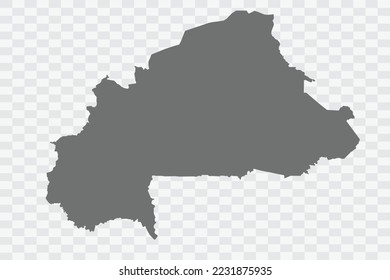 Burkina Faso Map grey Color on White no demarcation line Background  Png