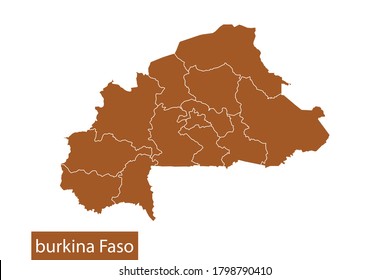 Burkina Faso Karte Hoch detailliert auf weißem Hintergrund. Abstraktes Design, Vektorgrafik eps10. Orangefarbene Farbe.