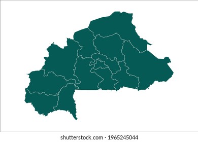 Burkina Faso map Olive green Color on White Backgound