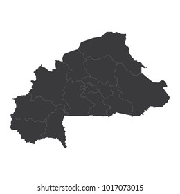 Burkina Faso map on white background vector, Burkina Faso Map Outline Shape Black on White Vector Illustration, High detailed black illustration map -Burkina Faso.