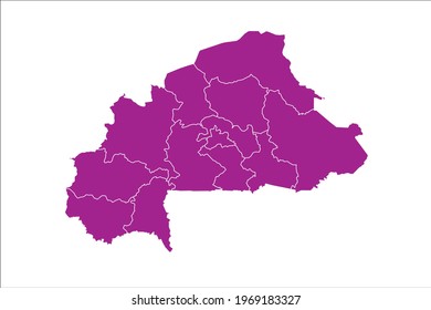 Burkina Faso Map pink Color on White Backgound
