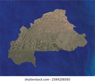 Burkina Faso map with satellite view design style.