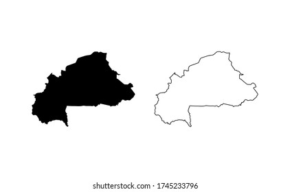 Burkina Faso map silhouette line country Africa map illustration vector outline African isolated on white background
