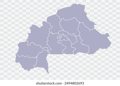 Burkina Faso Map silver Color on White Background quality files Png