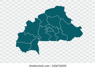 Burkina Faso map Teal Green Color on Backgound png