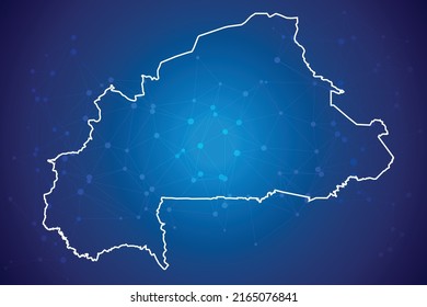 Burkina Faso map Technology  with network connection background