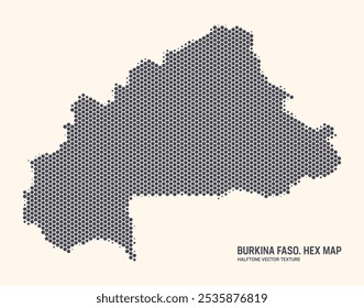 Burkina Faso Mapa Hexagonal Meio-Tom Padrão Isolado No Fundo De Luz. Textura de hexágonos em forma de mapa de Burkina Faso. Mapa do Contorno Tecnológico Moderno para Projetos de Design ou Negócios