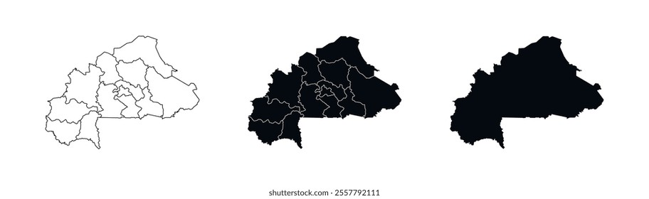 Burkina Faso Map vector icon. Map of Burkina Faso various styles.
