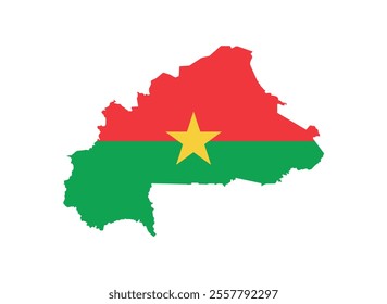 Burkina Faso Map vector icon. Map of Burkina Faso in Flag colors.