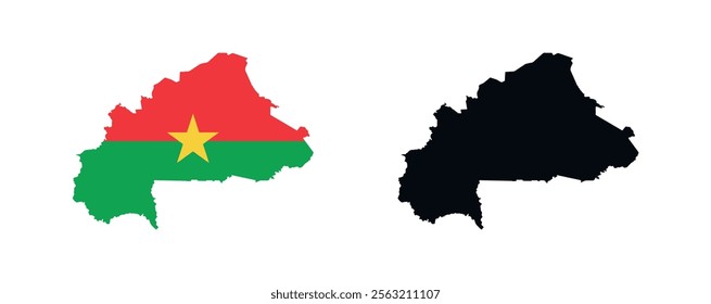 
Burkina Faso Map vector icon. Map of Burkina Faso in Flag colors.