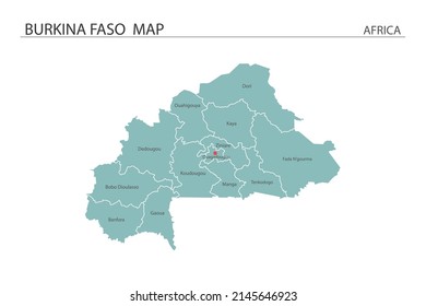 Burkina Faso map vector illustration on white background. Map have all province and mark the capital city of Burkina Faso. 