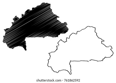 Burkina Faso map vector illustration, scribble sketch Burkina Faso