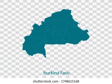 Burkina Faso-Karte, Vektorgrafik einzeln auf transparentem Hintergrund