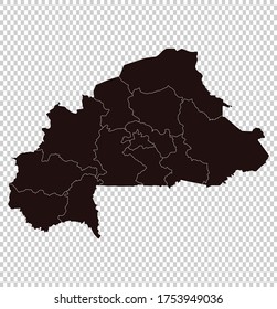 Burkina Faso-Karte, Vektorgrafik einzeln auf braunem Hintergrund