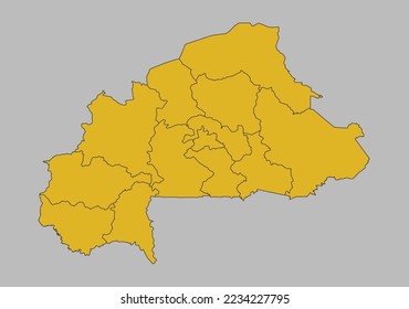 Burkina Faso map vector, Isolated on gray background