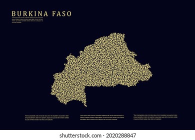 Burkina Faso Map - World Map International vector template with Gold grid on dark background for banner, website, infographic, education - Vector illustration eps 10