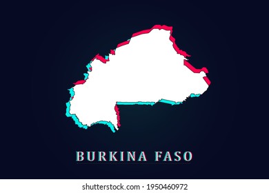 Burkina Faso Map - World map vector template with Unique Design Abstract Digital Glitch and 3d  including blue, red and white color isolated on dark background - Vector illustration eps 10