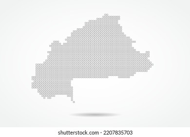 Burkina Faso Map - World map vector template with square pixel thin black and outline sketch style isolated on white background for education, infographic, design - Vector illustration eps 10
