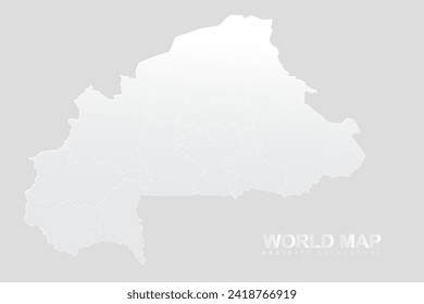 Burkina Faso Map - World Map vector template with High detailed including white and grey gradient color and white outline color isolated on grey background - Vector illustration eps 10