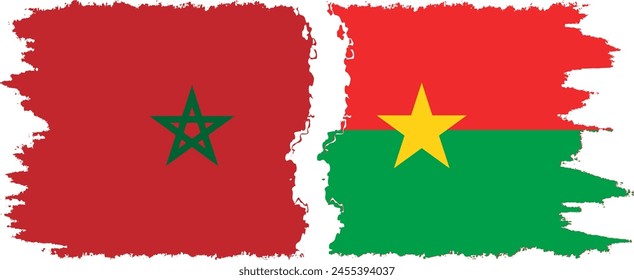 Burkina Faso y Marruecos grunge banderas conexión, Vector