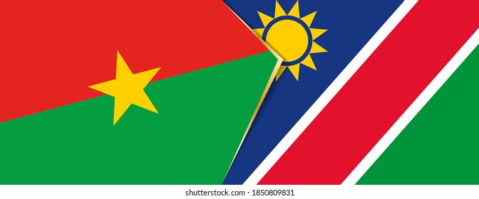 Burkina Faso and Namibia flags, two vector flags symbol of relationship or confrontation.