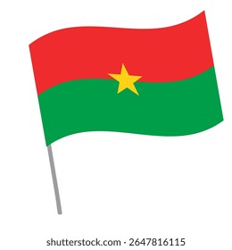 A bandeira nacional do Burkina Faso vibra com mastro
