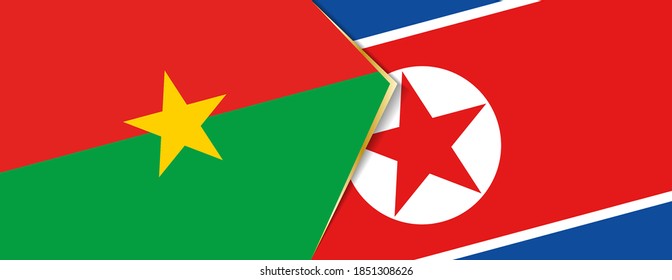 Burkina Faso and North Korea flags, two vector flags symbol of relationship or confrontation.