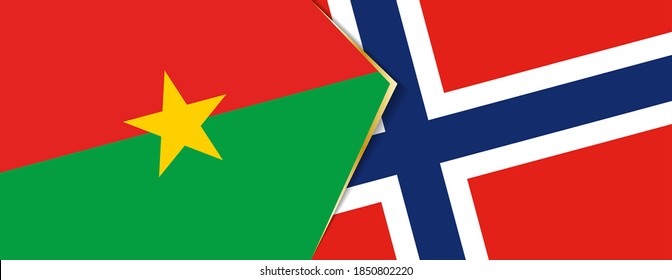 Burkina Faso and Norway flags, two vector flags symbol of relationship or confrontation.