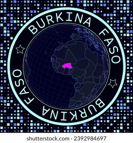Burkina Faso en el vector del globo. Las vistas satelitales futuristas del mundo se centraron en Burkina Faso. Ilustración geográfica con forma de fondo de país y cuadrado.
