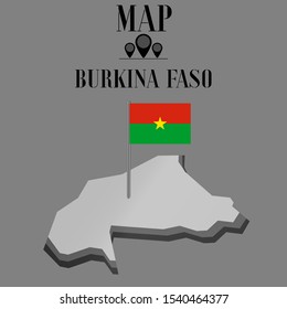 Burkina Faso outline world map silhouette vector illustration, creative design background, national country flag, design element, symbols from countries all continents set. 