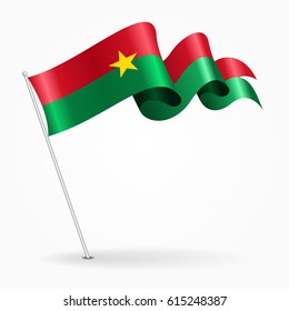 Burkina Faso pin icon wavy flag. Vector illustration.