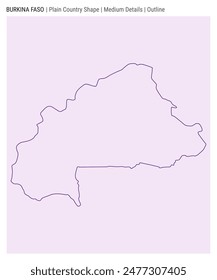 Burkina Faso plain country map. Medium Details. Outline style. Shape of Burkina Faso. Vector illustration.