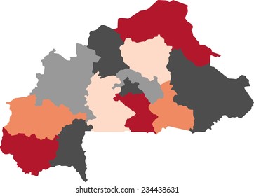 Burkina Faso political map with pastel colors.