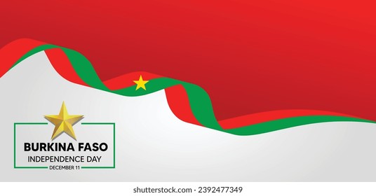 Burkina Faso Proclamation of Independence Day flag ribbon vector poster