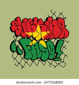 Burkina Faso Red And Green Colors WIth Yellow Star On The Middle Graffiti Style Vector Design 