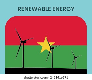 Burkina Faso renewable energy, environmental and ecological energy idea, wind turbine with Burkina Faso flag, electrical industry, alternative solar power