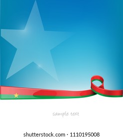 burkina faso ribbon flag on blue sky background