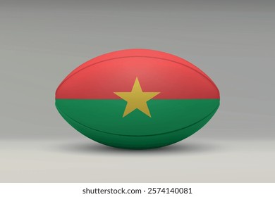 Burkina Faso rugby ball featuring the national flag design on a gray background