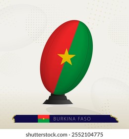 Burkina Faso Rugby Ball on Rugby Kicking Tees with Modern Design. Illustration perfect for sports, national pride, and rugby-related projects.