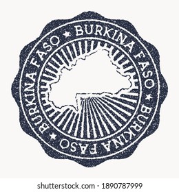Burkina Faso stamp. Travel rubber stamp with the name and map of the country, vector illustration. Can be used as insignia, logotype, label, sticker or badge of Burkina Faso.