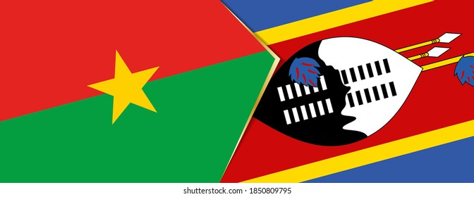 Burkina Faso and Swaziland flags, two vector flags symbol of relationship or confrontation.